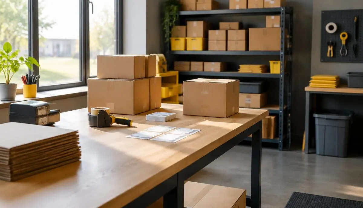 The packing bench inside the Pack & Post NI Belfast unit