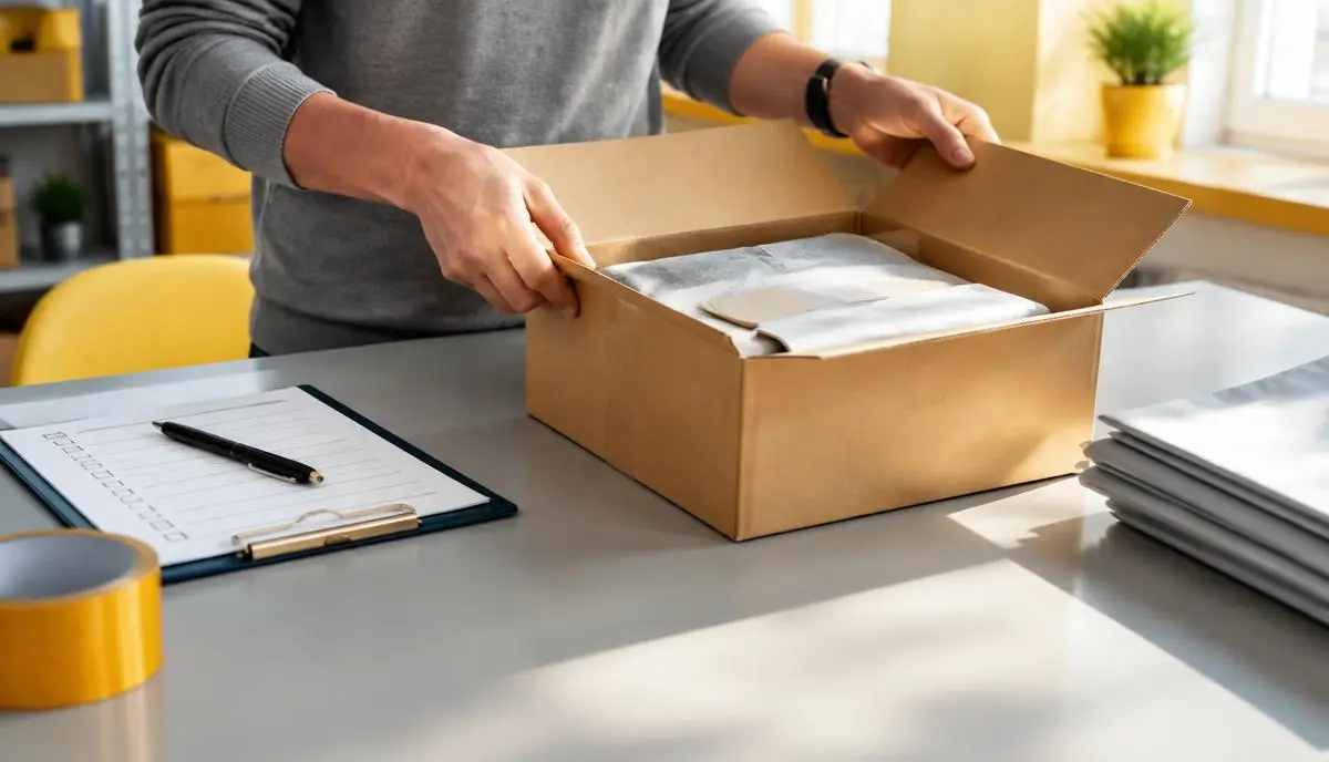A returned parcel being opened and checked